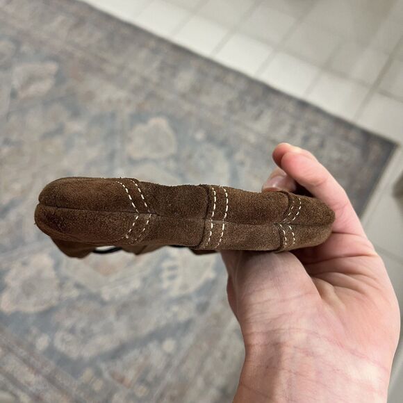 COACH Vintage Mini Drawstring Wristlet handbag Chocolate Brown Suede EUC 6” x 6” - Picture 8 of 12